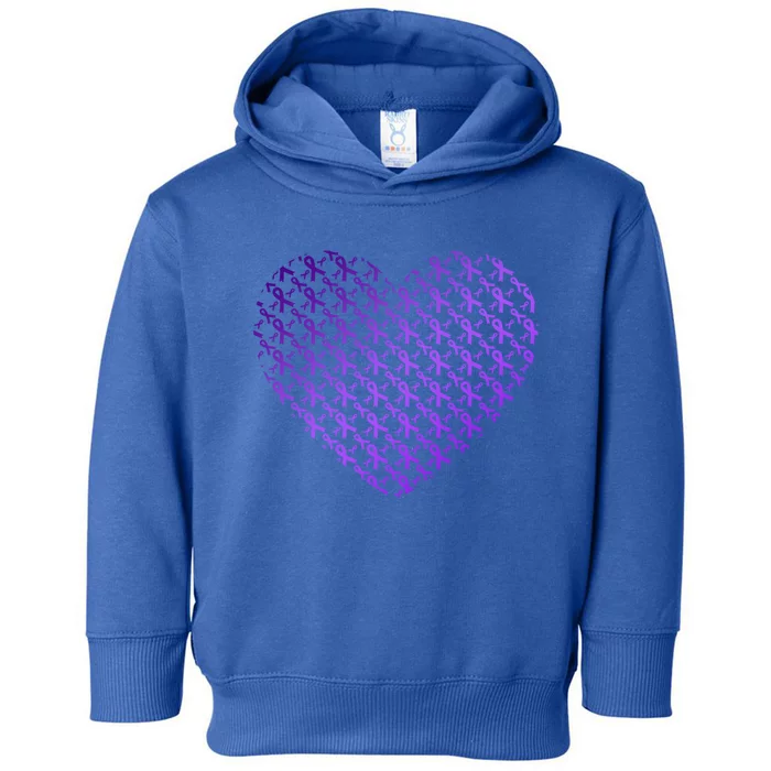 Heart Purple Ribbon Pancreatic Cancer Awareness Graphic Funny Gift Toddler Hoodie