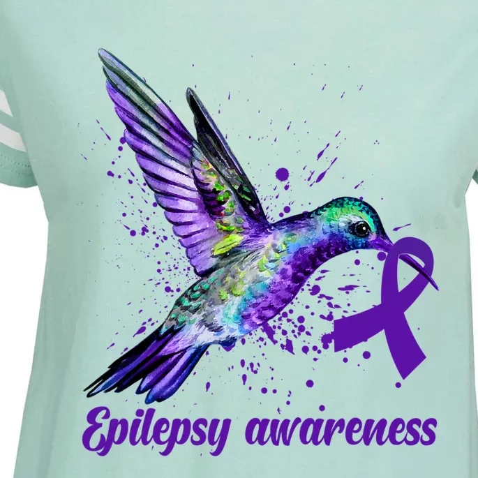 Hummingbird Purple Ribbon Epilepsy Awareness Month Warrior Enza Ladies Jersey Football T-Shirt