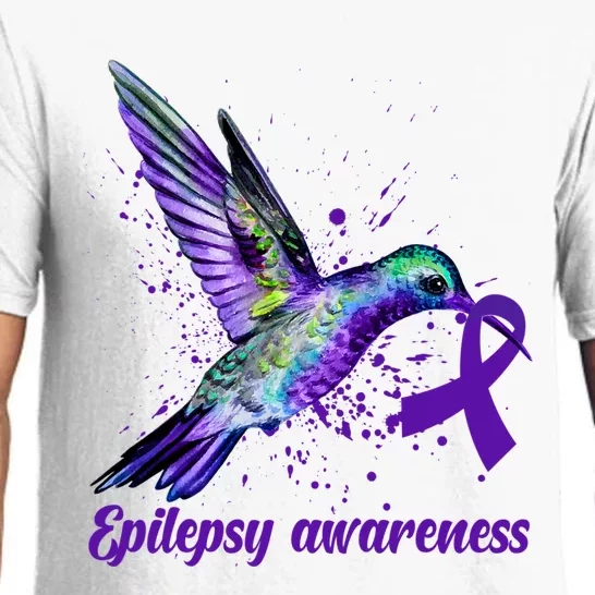 Hummingbird Purple Ribbon Epilepsy Awareness Month Warrior Pajama Set