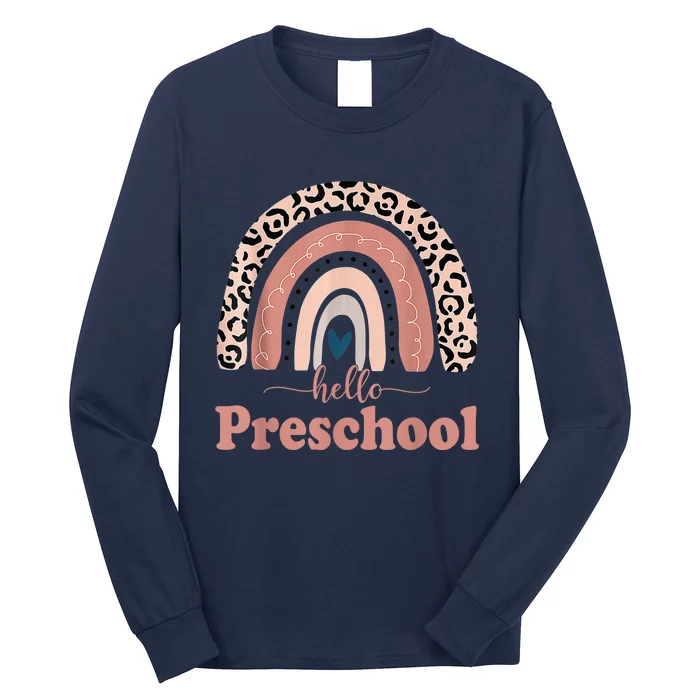 Hello Preschool Rainbow Teachers Kid Back to School Long Sleeve Shirt