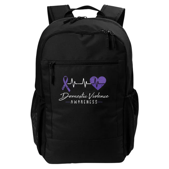 Heartbeat Purple Ribbon Domestic Violence Awareness Warrior Daily Commute Backpack