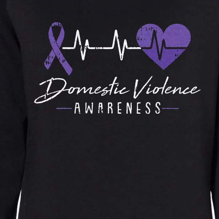 Heartbeat Purple Ribbon Domestic Violence Awareness Warrior Womens California Wash Sweatshirt