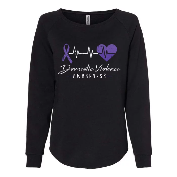 Heartbeat Purple Ribbon Domestic Violence Awareness Warrior Womens California Wash Sweatshirt