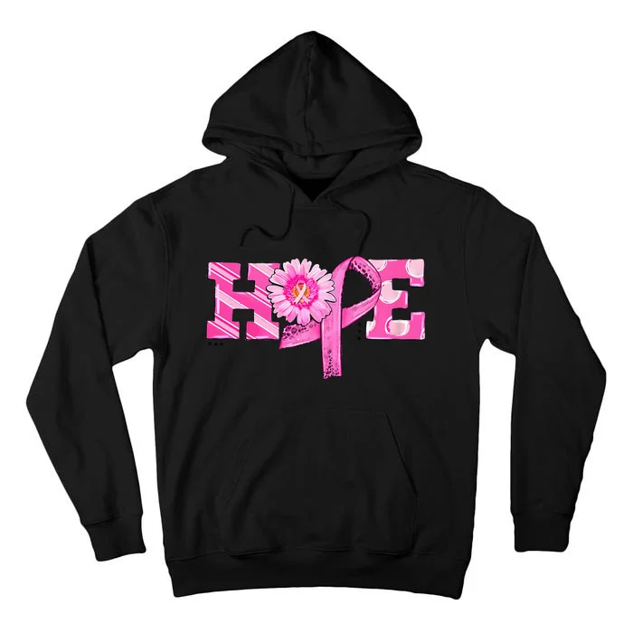 Hope Pink Ribbon Sunflower Breast Cancer Awareness Tall Hoodie