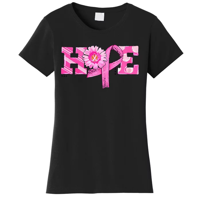 Hope Pink Ribbon Sunflower Breast Cancer Awareness Women's T-Shirt