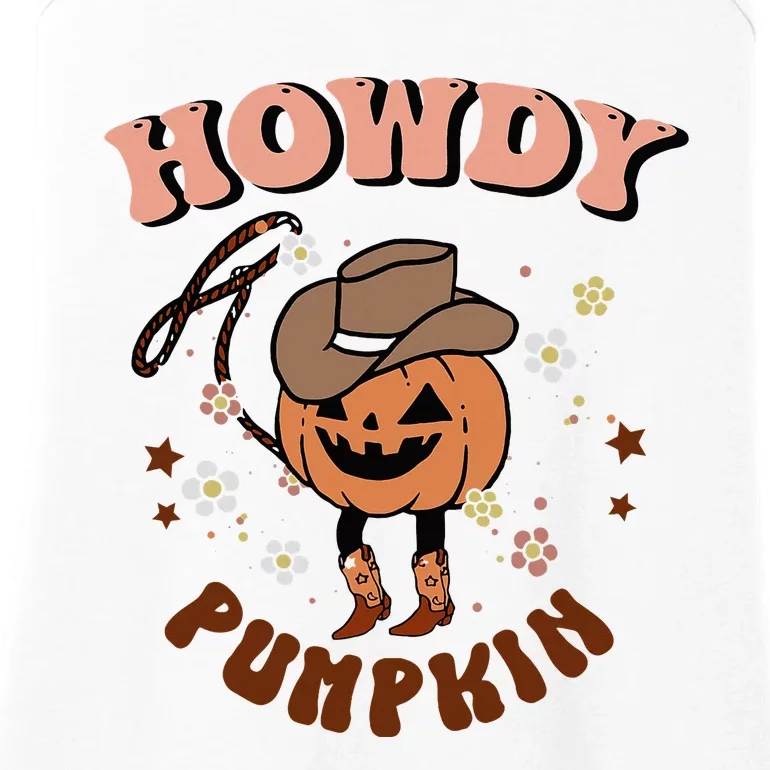 Howdy Pumpkin Rodeo Western Fall Southern Halloween Ladies Essential Tank