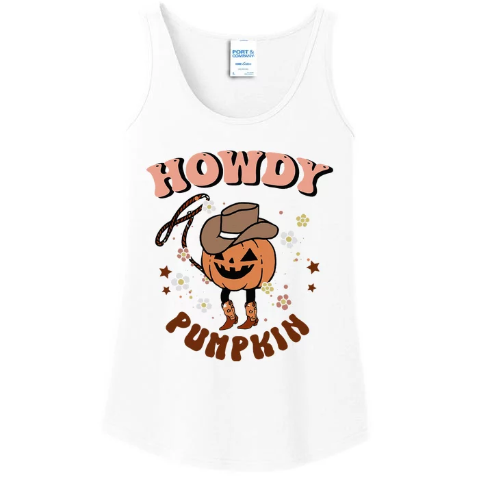 Howdy Pumpkin Rodeo Western Fall Southern Halloween Ladies Essential Tank