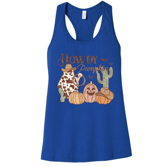 Howdy Pumpkin Rodeo Western Country Southern Halloween Gift Women's Racerback Tank