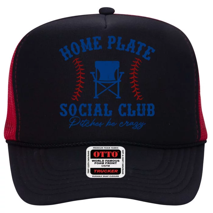 Home Plate Social Club Pitches Be Crazy Baseball Gift High Crown Mesh Trucker Hat