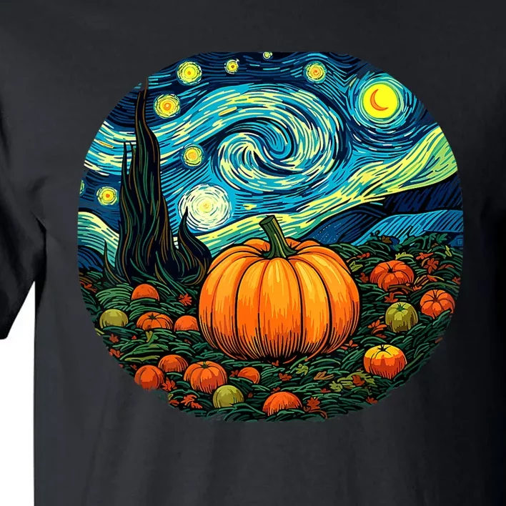 Halloween Pumpkin Starry Night Van Gogh Art Lovers Tall T-Shirt