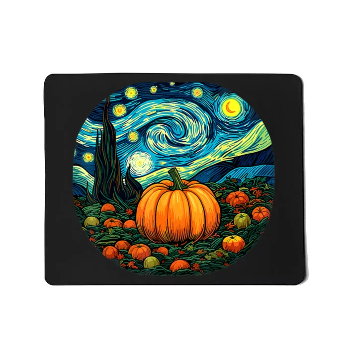 Halloween Pumpkin Starry Night Van Gogh Art Lovers Mousepad