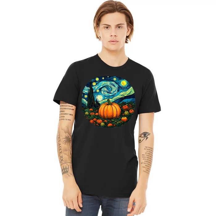 Halloween Pumpkin Starry Night Van Gogh Art Lovers Premium T-Shirt