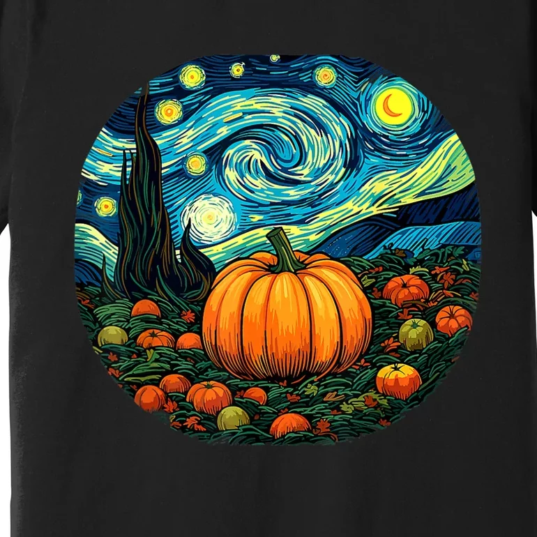 Halloween Pumpkin Starry Night Van Gogh Art Lovers Premium T-Shirt