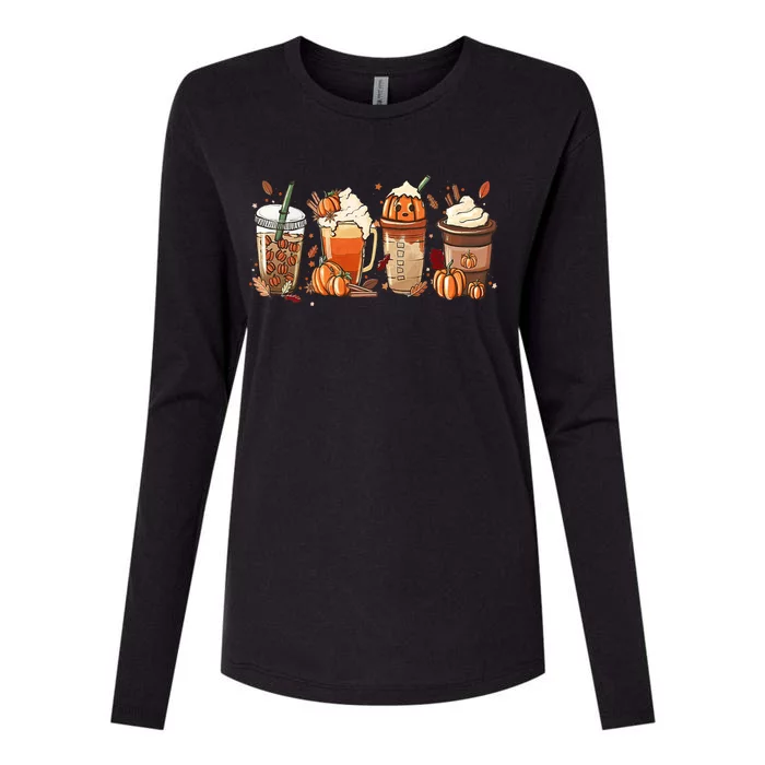 Halloween Pumpkin Spice Coffee Lover Womens Cotton Relaxed Long Sleeve T-Shirt