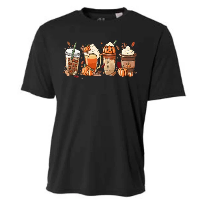 Halloween Pumpkin Spice Coffee Lover Cooling Performance Crew T-Shirt