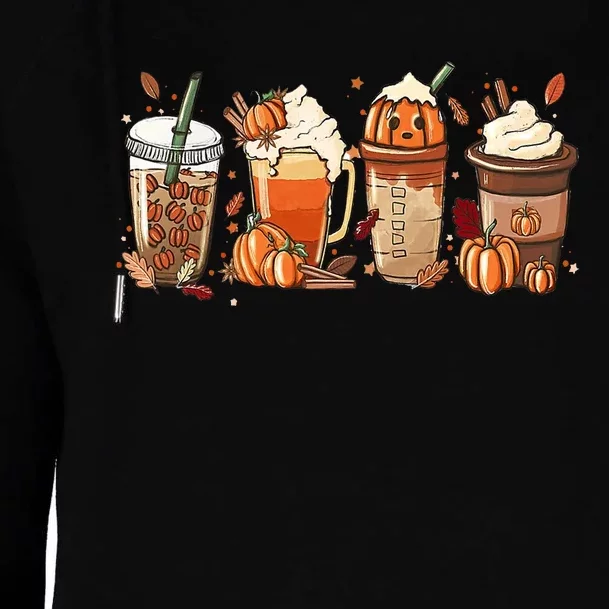 Halloween Pumpkin Spice Coffee Lover Womens Funnel Neck Pullover Hood