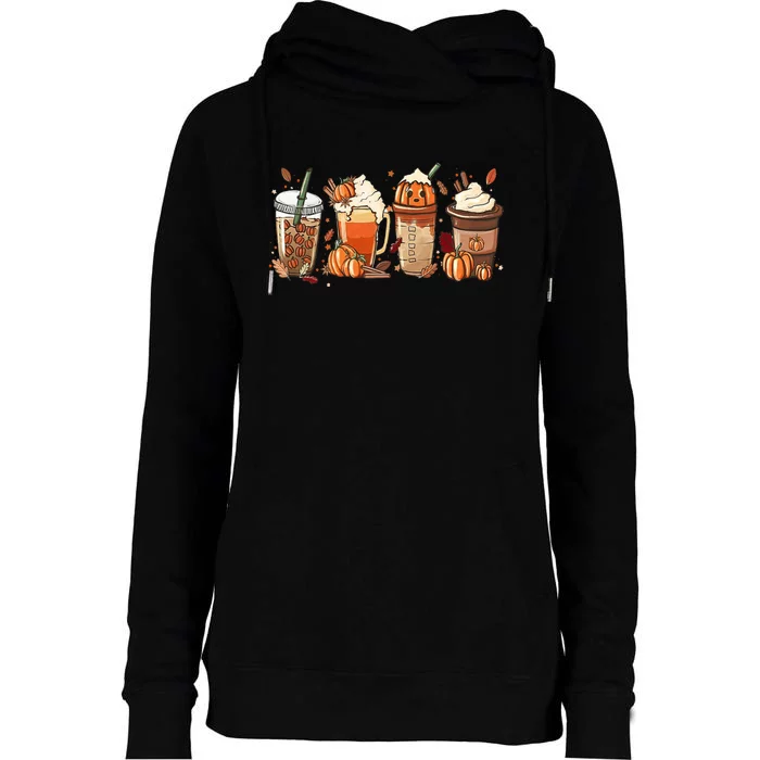 Halloween Pumpkin Spice Coffee Lover Womens Funnel Neck Pullover Hood