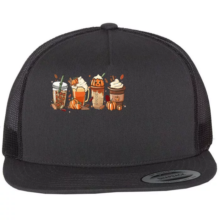 Halloween Pumpkin Spice Coffee Lover Flat Bill Trucker Hat