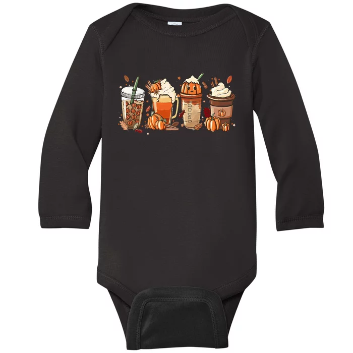 Halloween Pumpkin Spice Coffee Lover Baby Long Sleeve Bodysuit