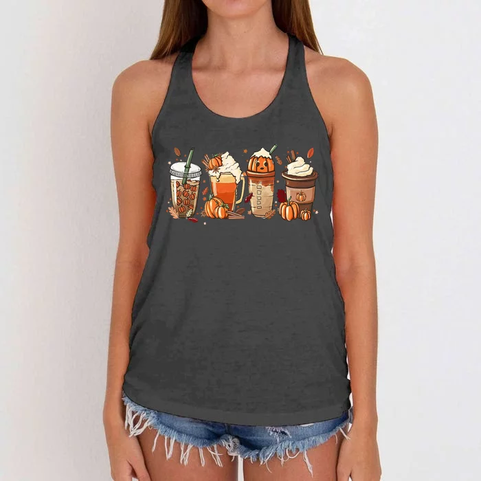 Halloween Pumpkin Spice Coffee Lover Women's Knotted Racerback Tank