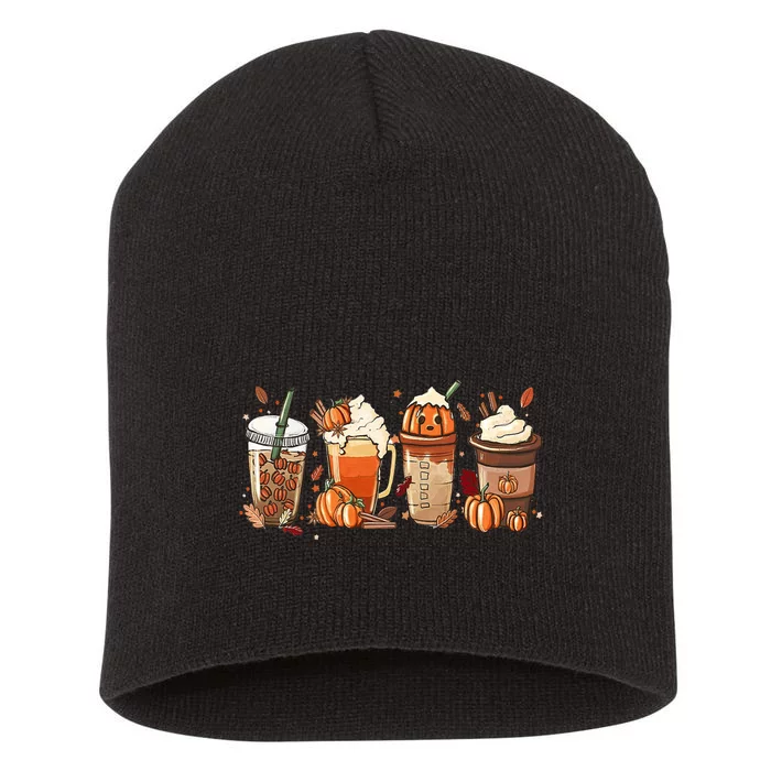 Halloween Pumpkin Spice Coffee Lover Short Acrylic Beanie