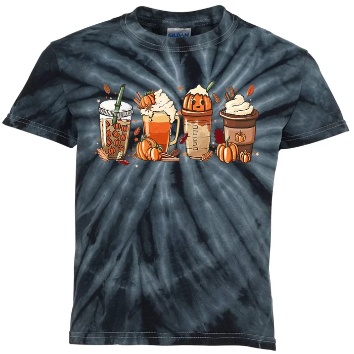 Halloween Pumpkin Spice Coffee Lover Kids Tie-Dye T-Shirt