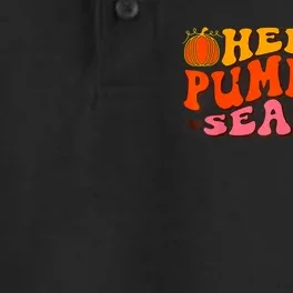 Hello Pumpkin Season Wavy Groovy Thanksgiving Graphic Dry Zone Grid Performance Polo