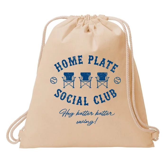 Home Plate Social Club Hey Batter Batter Swing Baseball Drawstring Bag