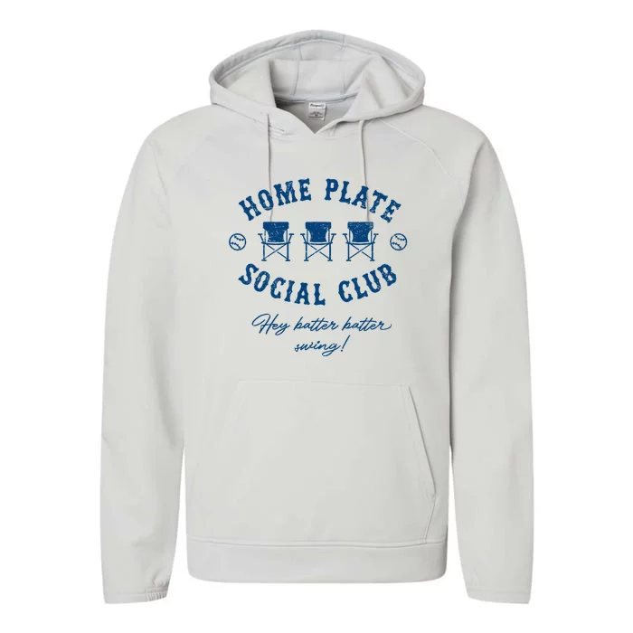 Home Plate Social Club Hey Batter Batter Swing Baseball Performance Fleece Hoodie