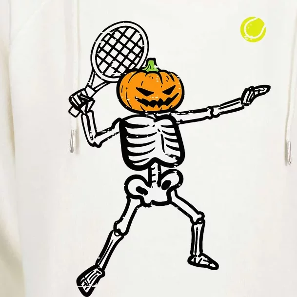 Halloween Pumpkin Skeleton Tennis Costume Womens Funnel Neck Pullover Hood