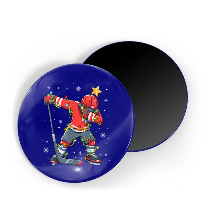 Hockey Player Santa Hat Christmas Lights Funny Xmas Meaningful Gift Magnet