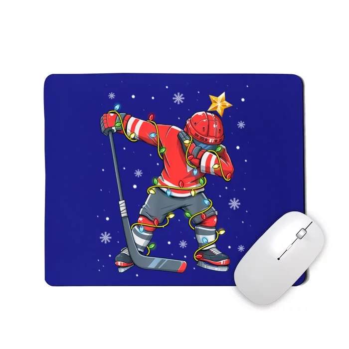 Hockey Player Santa Hat Christmas Lights Funny Xmas Meaningful Gift Mousepad