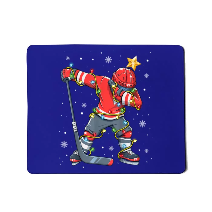 Hockey Player Santa Hat Christmas Lights Funny Xmas Meaningful Gift Mousepad