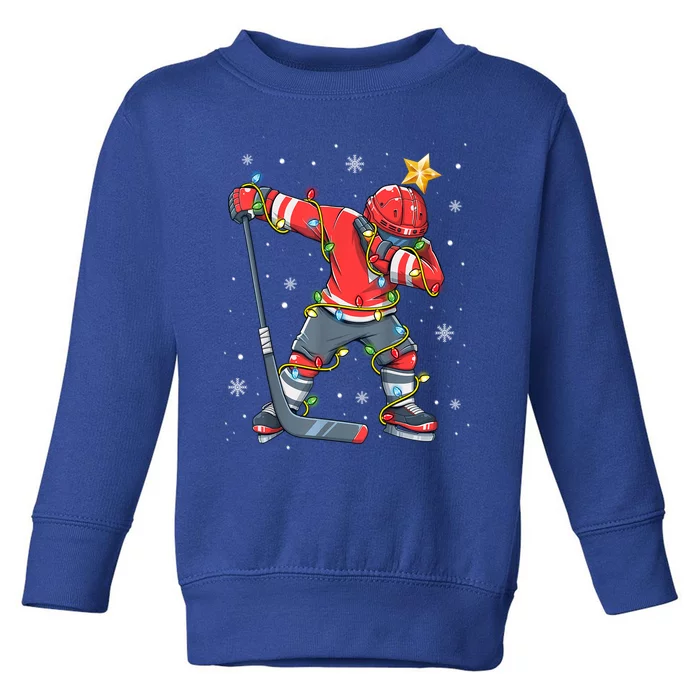 Hockey Player Santa Hat Christmas Lights Funny Xmas Meaningful Gift Toddler Sweatshirt