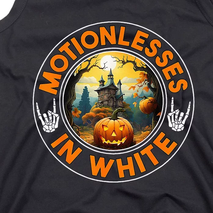 Halloween Pumpkin Scary Funny Motionlesses In White Tank Top