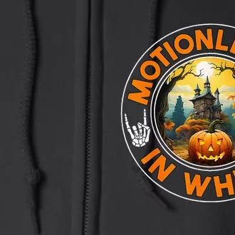 Halloween Pumpkin Scary Funny Motionlesses In White Full Zip Hoodie