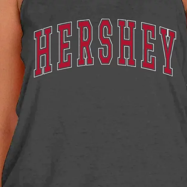 Hershey Pennsylvania Souvenir College Style Red Text Women's Knotted Racerback Tank