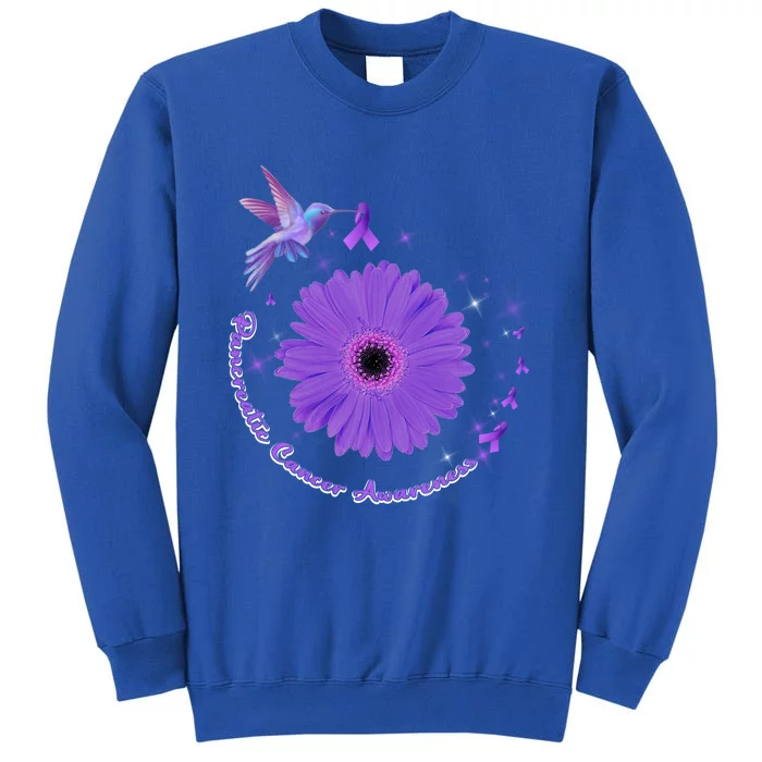 Hummingbird Purple Sunflower Pancreatic Cancer Awareness Gift Tall Sweatshirt