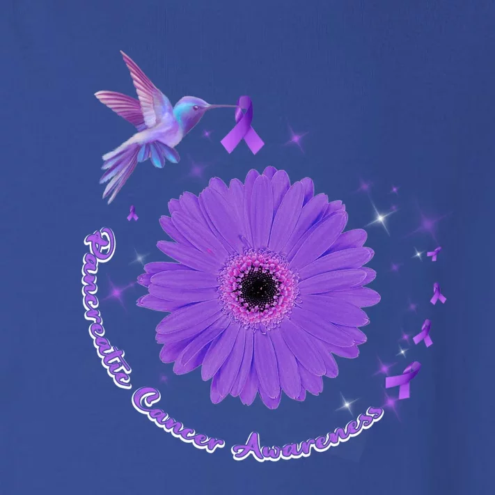 Hummingbird Purple Sunflower Pancreatic Cancer Awareness Gift Toddler Long Sleeve Shirt