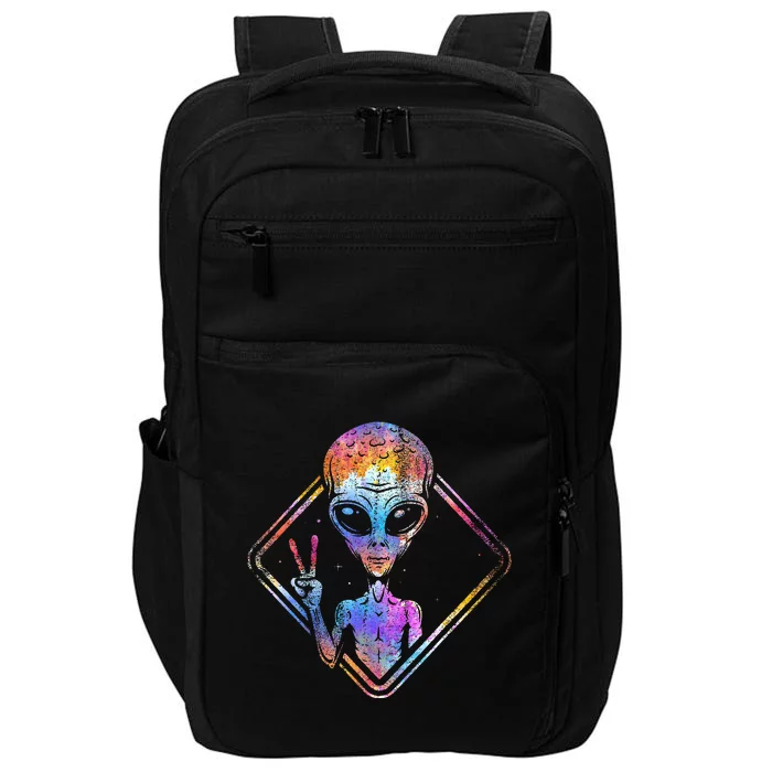 Hippie Peace Sign Outer Space Gift Alien Impact Tech Backpack