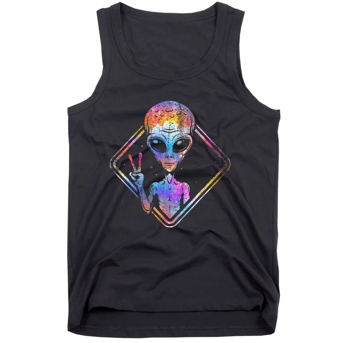 Hippie Peace Sign Outer Space Gift Alien Tank Top