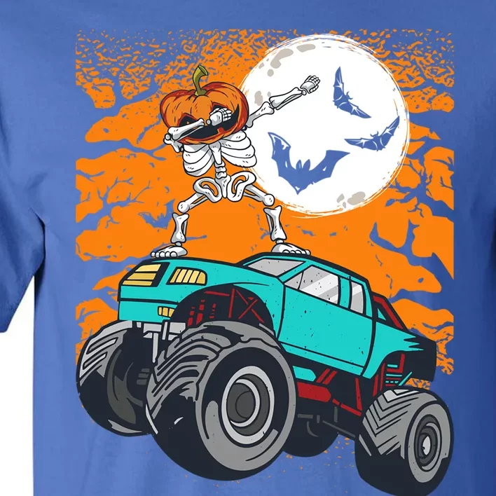 Halloween Pumpkin Skeleton Riding Monster Truck Gift Tall T-Shirt