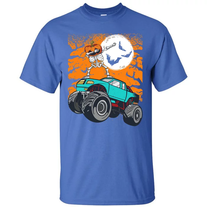 Halloween Pumpkin Skeleton Riding Monster Truck Gift Tall T-Shirt