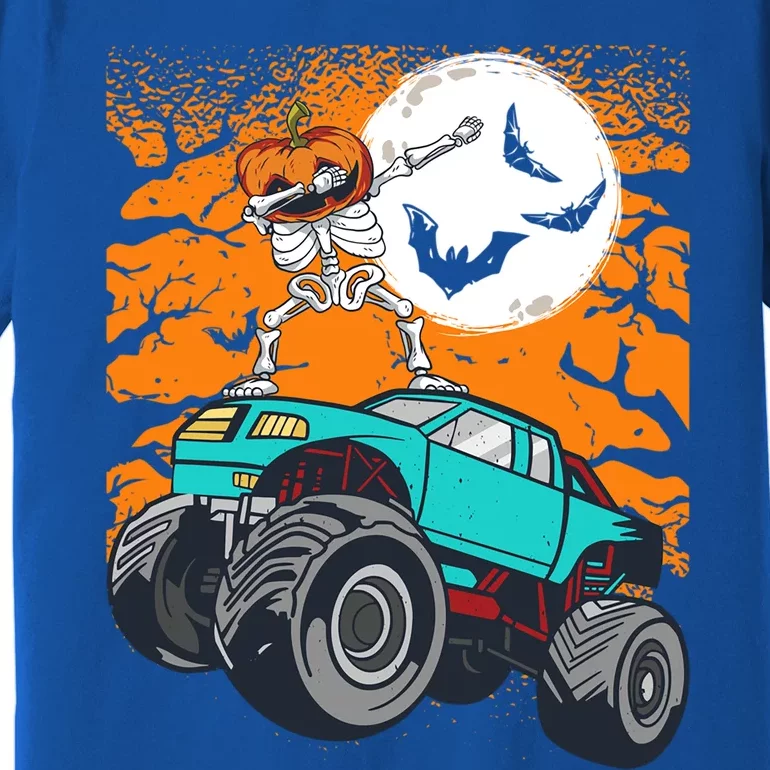 Halloween Pumpkin Skeleton Riding Monster Truck Gift Premium T-Shirt