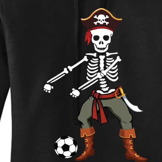 Halloween Pirate Soccer Flossing Skeleton Pirate Soccer Women's Pullover Hoodie