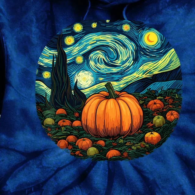 Halloween Pumpkin Starry Night Van Gogh Art Lovers Tie Dye Hoodie