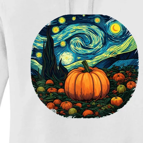 Halloween Pumpkin Starry Night Van Gogh Art Lovers Women's Pullover Hoodie