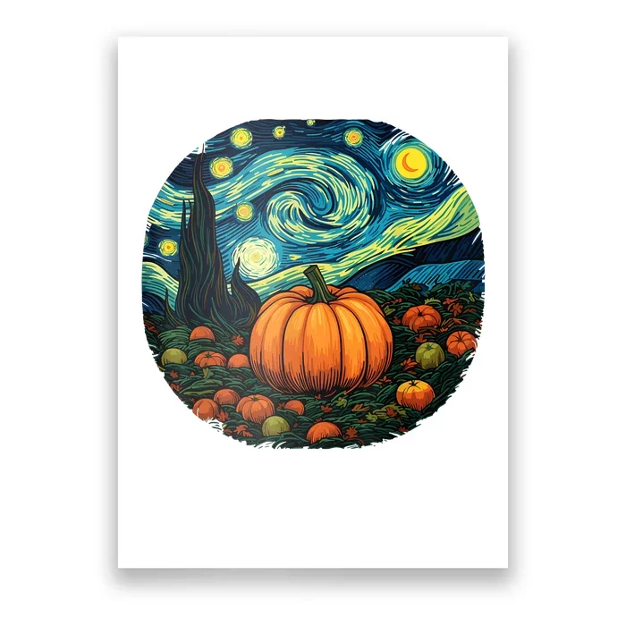 Halloween Pumpkin Starry Night Van Gogh Art Lovers Poster