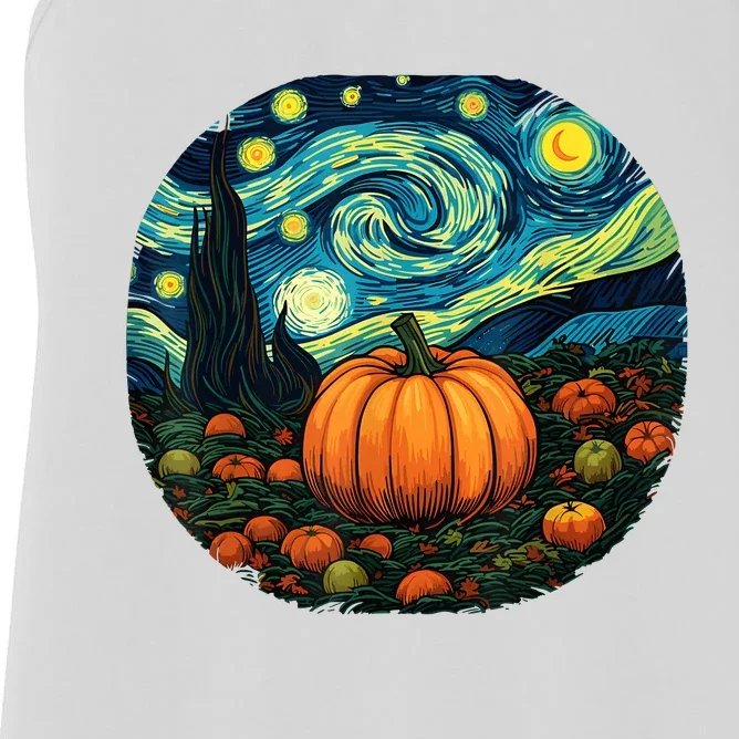 Halloween Pumpkin Starry Night Van Gogh Art Lovers Women's Racerback Tank