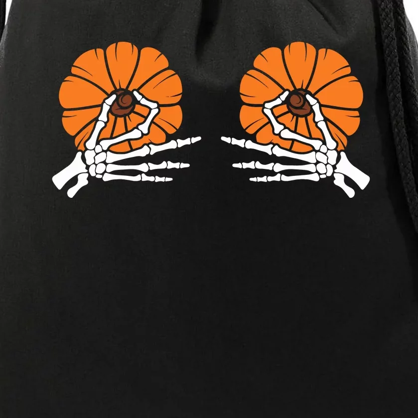 Halloween Pinch Skeleton Pumpkin Boobs Drawstring Bag